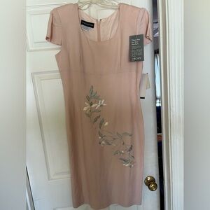 Donna Morgan Blush Dress with Floral Design